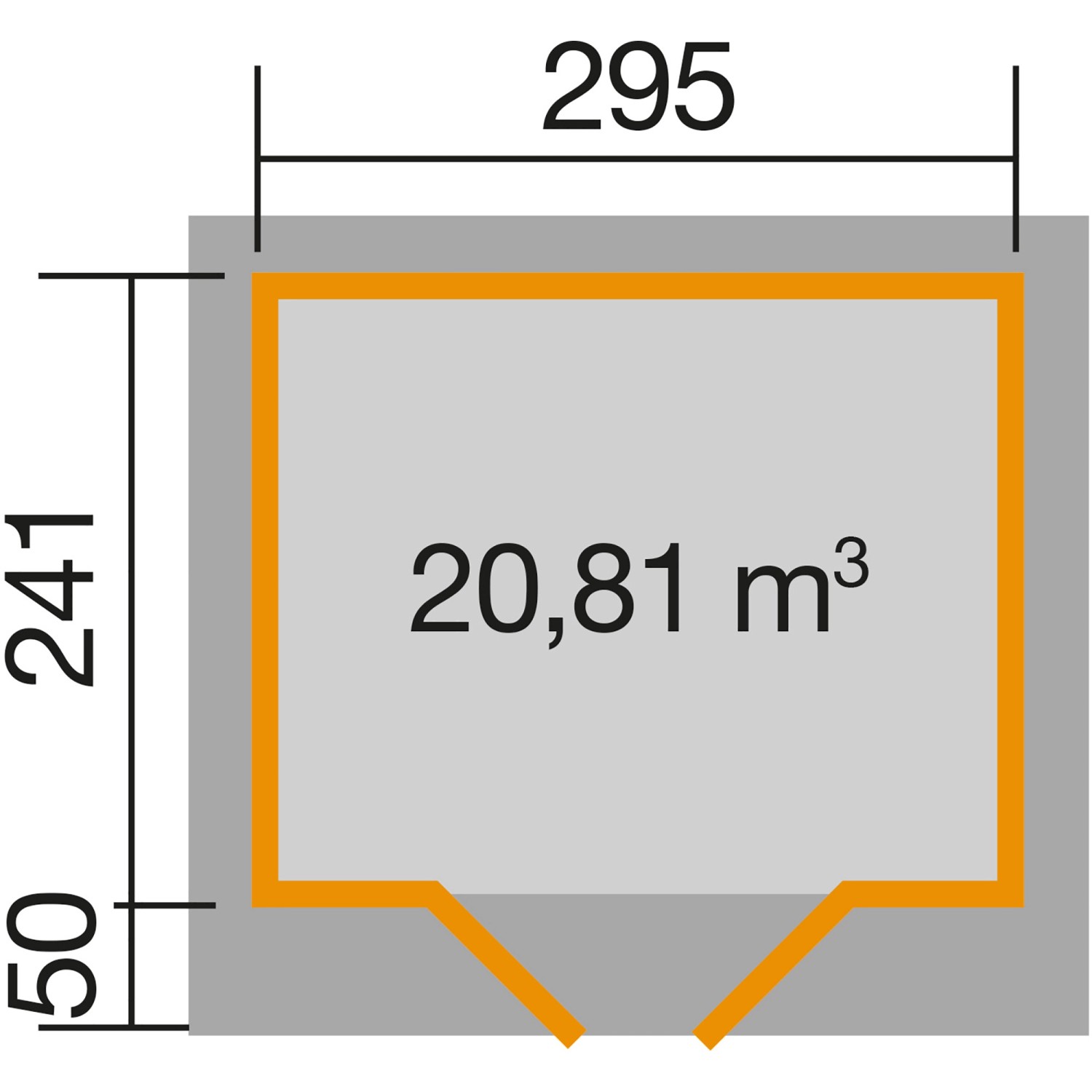 Grundriss Weka Holz-Gartenhaus Flachdach Lasiert, Maße: 295x241 cm, Volumen: 20,81 m³