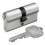 Basi V50 Profil Doppelzylinder 45/50 mm, matt vernickelt, mit Schlüssel für Haustüren.