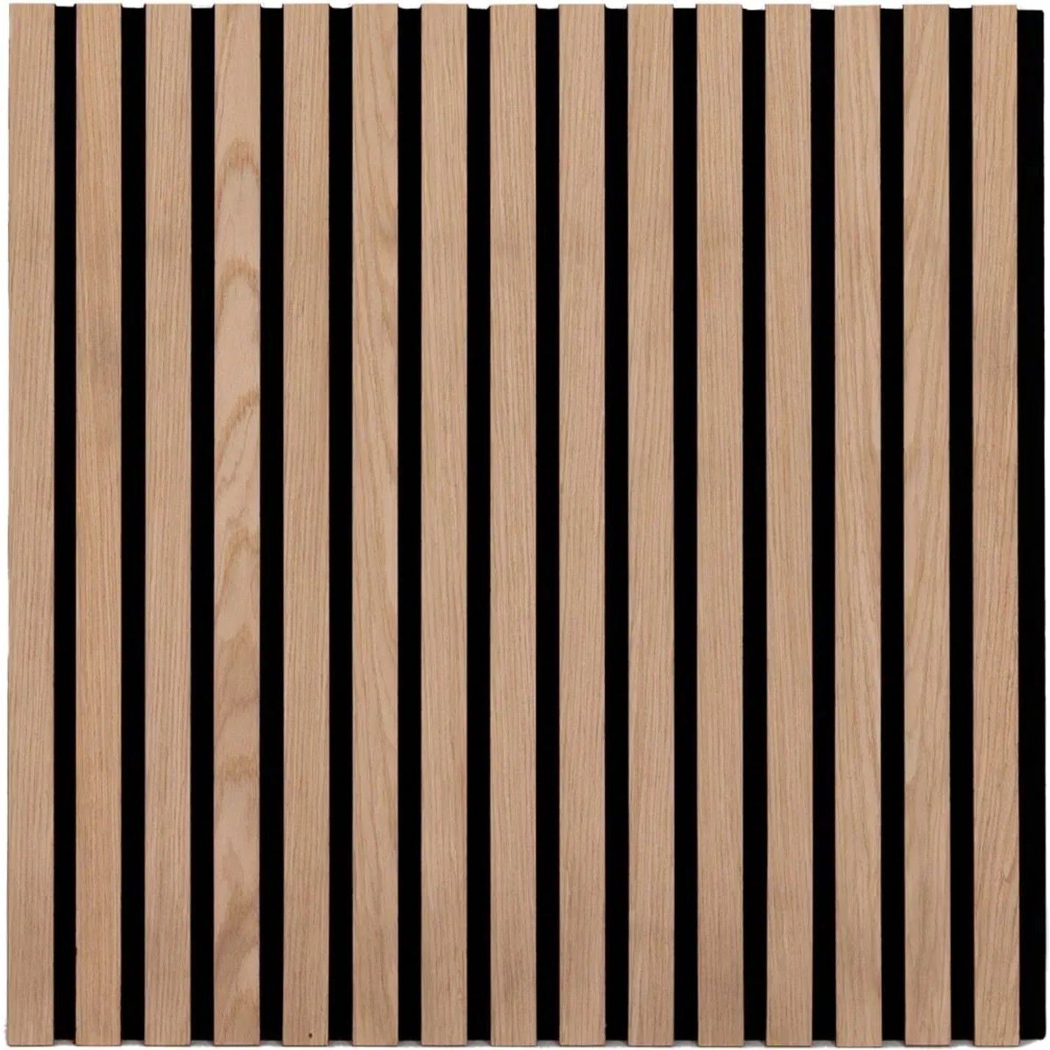 ECON Akustikpaneel Eiche, 240x60 cm, mit schwarzen MDF-Streifen für Schallabsorption.