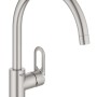 Grohe QuickFix Spültischarmatur Start Loop in Supersteel mit hohem, schwenkbarem Auslauf.