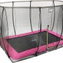 Rechteckiges EXIT Silhouette Bodentrampolin 244x366 cm in Rosa mit Sicherheitsnetz.