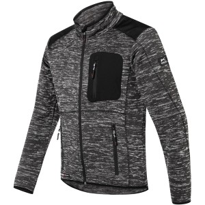 Kübler Pulse Strickjacke in Anthrazit/Schwarz (Gr. XXL) mit Reißverschluss und Brusttasche.