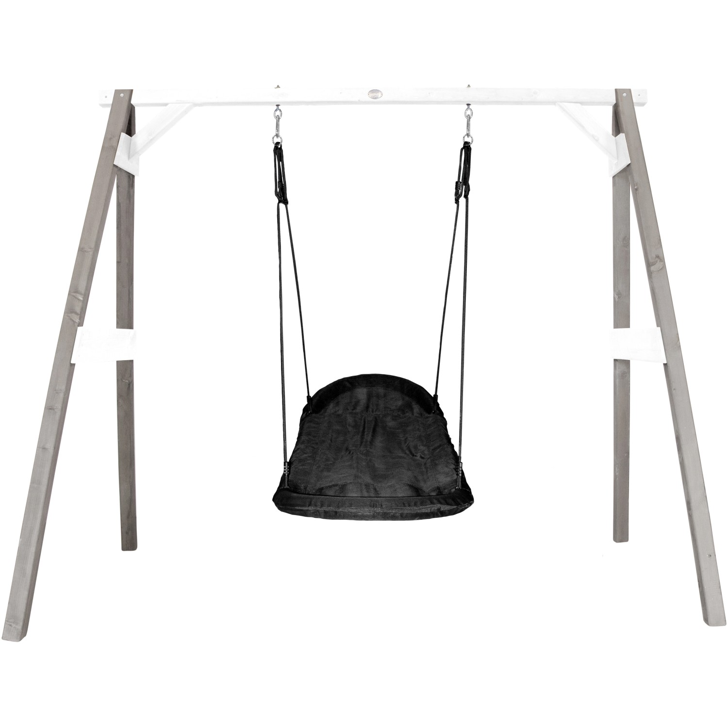 Axi Nestschaukel Roxy Grau-Weiß mit Holzgestell für den Garten.