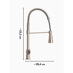 baliv Küchenarmatur KI-1172 in Edelstahloptik, Einhebelmischer mit flexiblem Schlauch.