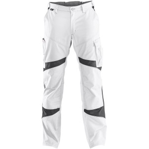 Kübler Workwear Bundhose Activiq High, weiß/anthrazit, Gr. 50. Arbeitshose mit Taschen und Reflexstreifen.