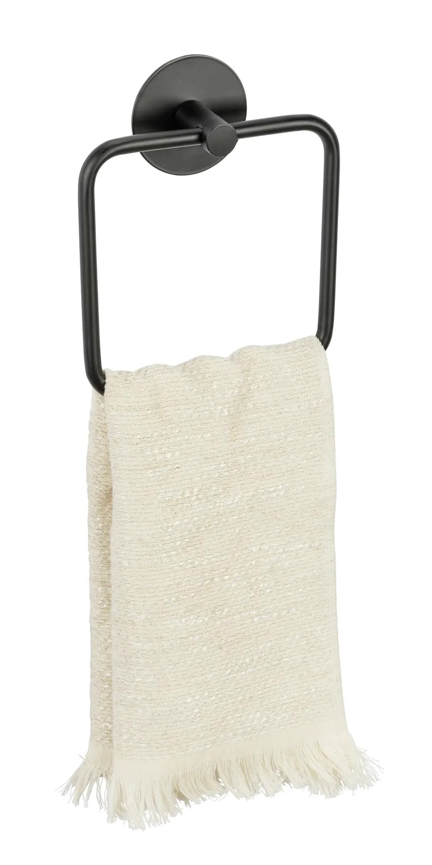 Schöner Wohnen Handtuchring Meleto Schwarz - Edelstahl Mit Klebepad - 15,5x18,5x4,5cm - Bohrfreie Montage