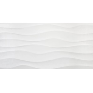 Weiße, matte Wandfliese Alaska mit Wellenstruktur, 30x60 cm, für den Innenbereich.