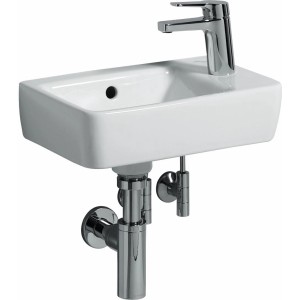 Geberit Renova Compact Handwaschbecken, 40 cm, weiß, mit Hahnloch rechts. Ideal für kleine Bäder.