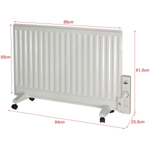 Weißer El Fuego Elektro-Ölradiator mit 800 W Leistung, mit Rollen und Thermostat.