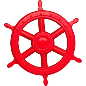 Rotes SwingKing Steuerrad (Ø 40cm) aus Kunststoff für Gartenspielgeräte.