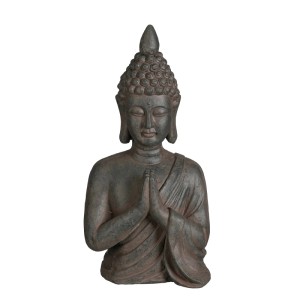 Dunkelgraue Deko-Buddha Statue (58cm) für Garten & Innenbereich.