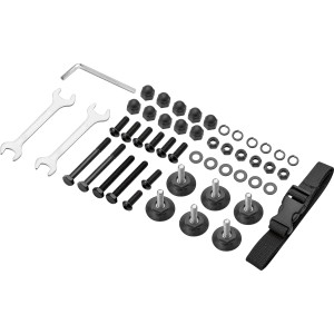 Montageset für Hängesessel Cupertino mit Schrauben, Werkzeug und Gurt.