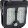 Schwarze Solar LED Gartenleuchte mit Clip-on und Bewegungsmelder.