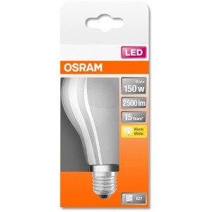 Osram E27 LED Leuchtmittel in Glühlampenform, 17W, warmweißes Licht.