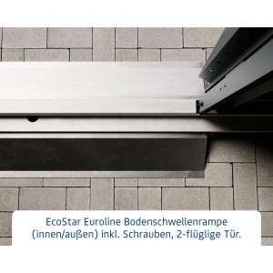 Hörmann EcoStar Bodenschwellenrampe für 2-flügelige Tür, Montage im Innen- und Außenbereich.