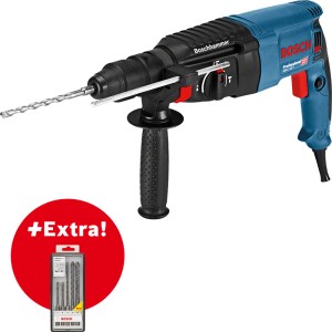 Bosch Professional Bohrhammer GBH 2-26 mit Zubehör und Bohrer-Set im L-Case.