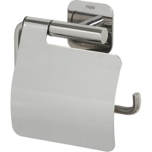 Tiger Toilettenpapierhalter Colar aus Edelstahl, poliert, mit Deckel.