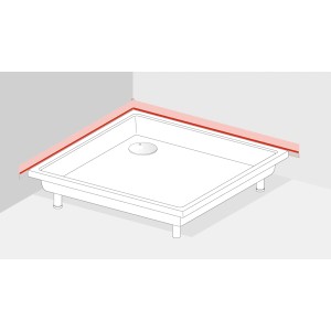 Ottofond Wannenfugenband, rot markiert, zwischen Wanne und Wand für Duschdichtungen.