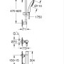 Technische Zeichnung: Grohe Precision Start Thermostat-Brausebatterie mit Maßen.