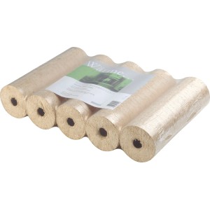 Verpackte Mosser Holzbriketts Premium, 10 kg, aus gepresstem Holz für Kamin und Ofen.
