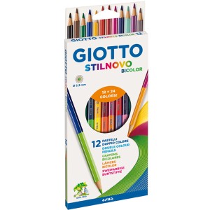 Giotto Stilnovo Buntstifte Bicolor, 12 Stifte mit 24 Farben im Set.