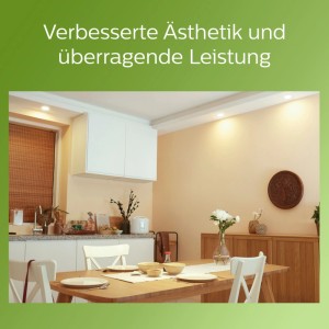 Esszimmer mit Philips LED-Einbauspot Diamond Cut, warmweißes Licht.