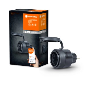 Ledvance Smart Home Steckdosen Compact Outdoor Plug EU Anthrazit 5,7 cm