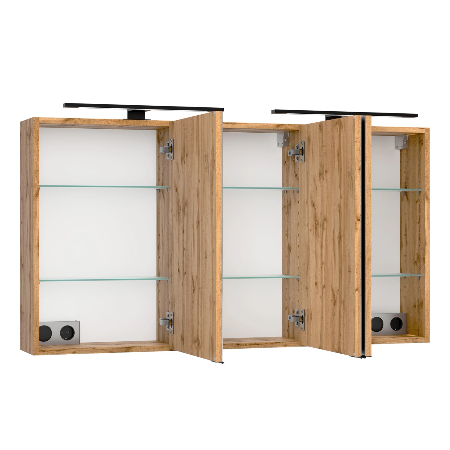 Held Möbel Waschtisch-Set Keramikbecken Schwarz 200 x 120 x 47 cm Eiche 2-tlg._6