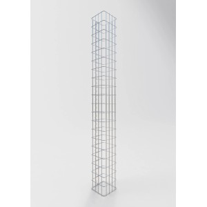 Eckige Gabiona Gabionen-Säule, 22x22x200 cm, Maschenweite 5x10 cm, zur Gartengestaltung.
