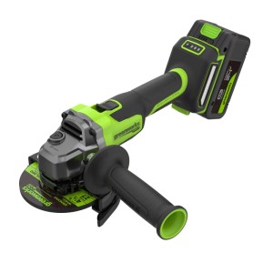 Greenworks Akku-Winkelschleifer-Set, 24 V, 125 mm Scheibe, mit Akku und Ladegerät.