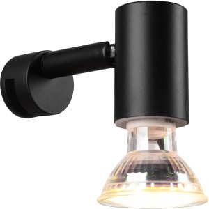 Schwarze Trio Wandleuchte Lorenzo für Bad und Wohnraum, mit GU10 Fassung und LED Leuchtmittel.