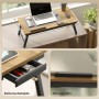 HOMCOM Laptoptisch Eiche mit schwarzem Gestell, ausziehbarer Schublade und Schutzleiste. Klappbarer, höhenverstellbarer Desktop Stand.
