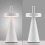 Weiße LED-Akku-Tischleuchte Alwa, dimmbar, für Innen & Außen. Dekoleuchte mit warmweißem Licht.