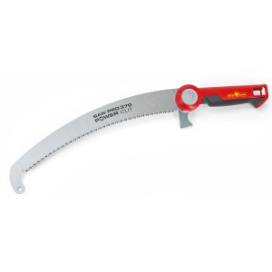 Wolf Profi-Astsäge Power Cut Saw Pro 370 mit gebogenem Sägeblatt und rotem Griff.