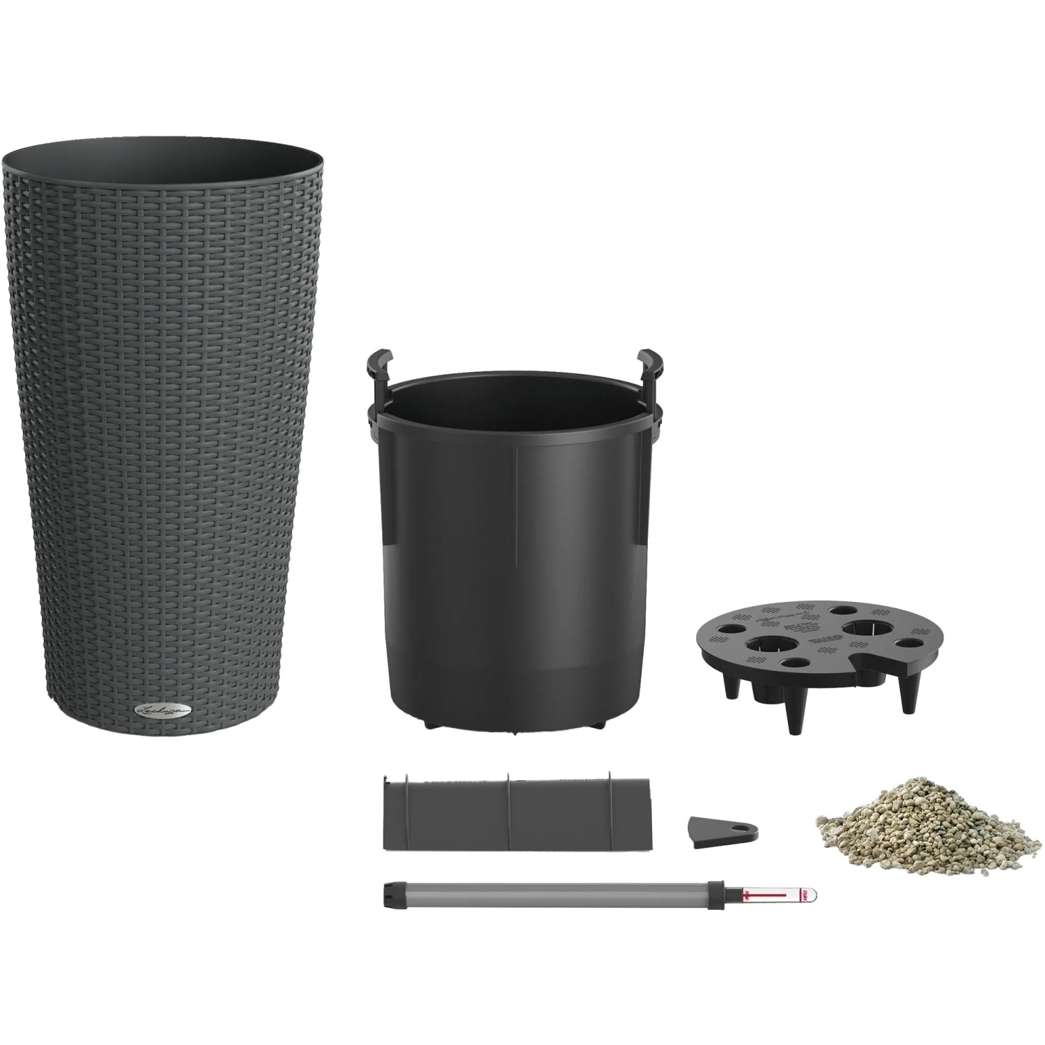 Lechuza Cilindro Cottage Pflanzsäule Granit 23cm mit Bewässerungssystem und Zubehör.