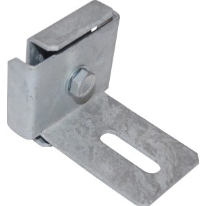 Gabiona Zaunhalter mit Klammer zur Befestigung an Gabionen mit 5x5 cm Maschenweite.