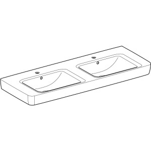 Geberit Renova Plan Doppelwaschbecken, 130 cm, Weiß, für moderne Badezimmer.