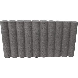 Grauer Palibord Rundpalisaden-Randstein aus Beton, 25x50x6 cm, für Beeteinfassung.