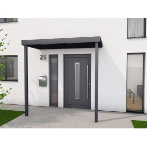 Gutta Rechteckvordach BS PLUS Anthrazit XL 250 x 125 cm 2 Pfosten Ablauf Links