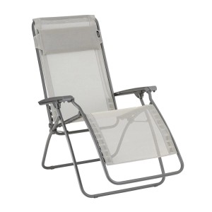 Verstellbarer Relaxsessel R CLIP Batyline Seigle II in Grau mit Kopfpolster.