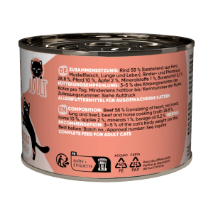 Lucky Lou Katzen-Nassfutter Sensitiv Rind & Pferd, 200g Dose.