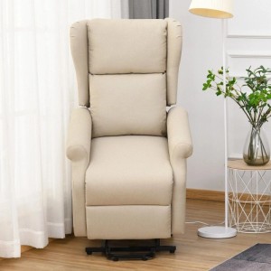Cremeweißer HOMCOM Aufstehsessel mit hoher Rückenlehne und Armlehnen, gepolstert. Perfekt als Relaxsessel im Wohnzimmer.