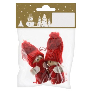 Holzfiguren Wichtel mit Filz/Wolle 5,5 cm 2 Stück