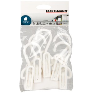 Fackelmann Klammerhaken, weiß-blaue Wäscheklammern mit Haken, 5er-Pack.
