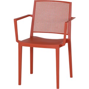 Siena Garden Stapelsessel Square in Brick: Gartenstuhl mit Armlehnen und Gittermuster im Rücken.