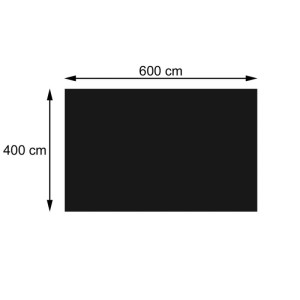 Rechteckige, schwarze Poolabdeckung, 6x4 m, 200 µm Stärke.
