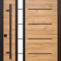 Splendoor Sicherheitshaustür Thermospace Berlin Prime RC2, 110x210 cm, Holzdekor Eiche Natur, mit Glaselement und schwarzem Rahmen.