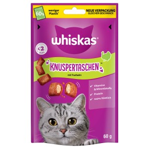 Whiskas Knuspertaschen Truthahn, 60g: Katzen-Ergänzungsfutter mit knuspriger Hülle und weichem Kern.
