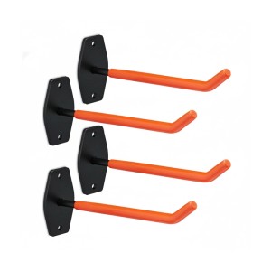 Relaxdays Reifenwandhalter 4er Set Stahl PVC Orange Schwarz 9 x 5 x 25,5 cm 40 kg