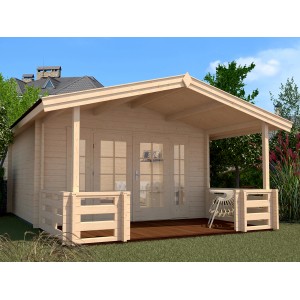 Weka Weekendhaus 137 B mit überdachter Terrasse, 380x580 cm, aus Holz.